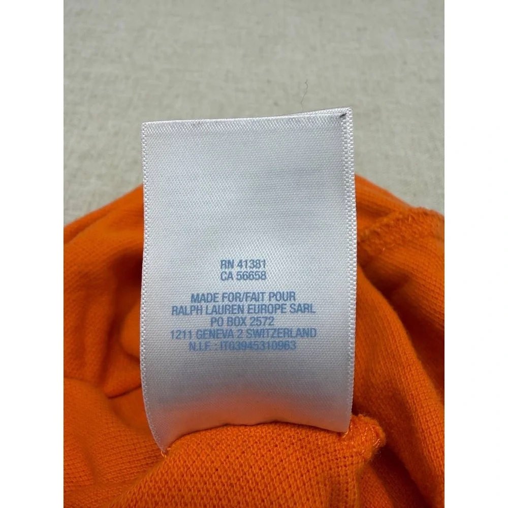Ralph‎ Lauren Baby Boy Orange Polo Romper Long Sleeve Size 6M Excellent